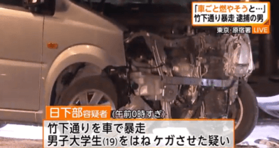 事件発生当時、日下部容疑者が運転していた軽自動車